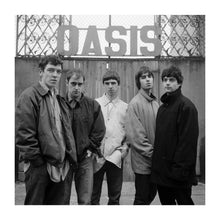 Oasis Band; Portrait by Matthew R Lewis; Manchester; 1990's; Liam Gallagher; Noel David Thomas Gallagher; Paul ('Guigsy') McGuigan; Alan White; Paul ('Bonehead') Arthurs;